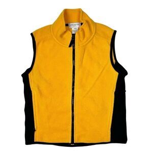 Women's Jones New York Sport Fleece Vest Size Small Yellow Full Zip Back Pocket